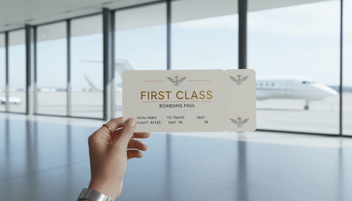 Tarjeta de embarque primera clase en terminal VIP