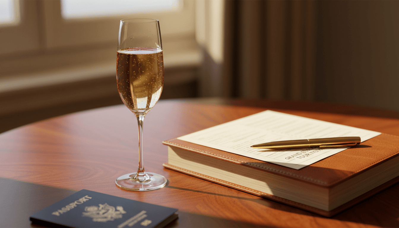 Detalles de reserva VIP con champagne y documentos